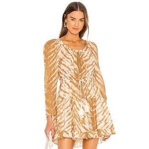 Ulla Johnson Naiara Tie Dye Mini Dress Cotton Viscose Long Sleeve Size 6